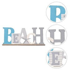 Decoración de madera estilo mediterráneo para el hogar 1 pieza adorno único con forma de letras