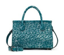 Nuevo Mini Cartera Patricia Nash Para Mujer Clarisse Metálica Floral Tooled Verde Azulado