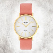 Oozoo Cuero Reloj de Mujer C9977 Análogo Cuarzo Pulsera Rosa Vintage Series