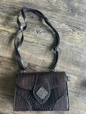 Coldwater Creek Juliana Croc Organizador Bolso de Hombro Cartera Marrón Y2K NUEVO