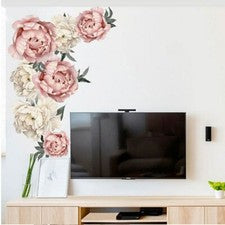 Pegatina de pared extraíble con flor de peonía PVC arte mural calcomanía sala decoración del hogar