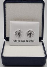 Pendientes de plata de ley 925 árbol de la vida 10 mm tachuelas orejas perforadas para mujer y niña