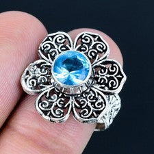 Anillo de joyería de plata esterlina 925 hecho a mano con piedras preciosas d...