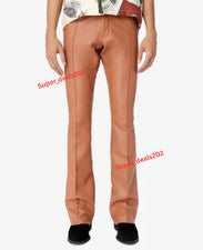 Pantalones de motociclista de cuero de cordero informales suaves calce ajustado para hombre ropa exterior estilo calleje