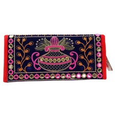 Cartera de trabajo con espejo bordado Rajasthani, carteras, bolso de mano par...