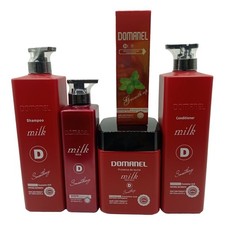 Domanel Milk Kit de Cuidado del Cabello Champú Acondicionador Tratamiento Cera y Aceite de Crecimiento Set