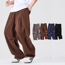 Pantalones de trabajo cargo sueltos estilo retro japonés para hombre pantalones informales algodón talla grande