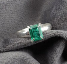Anillo de plata de ley 925 con piedras preciosas de esmeralda creado en laboratorio hecho a mano joyería anillo regalo