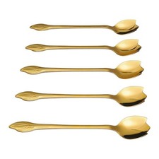 Juego de 5 cucharas de café de flores de acero inoxidable aptas para lavavajillas cocina uso