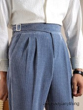 Pantalones Largos Estilo Italiano Para Hombres Pana Formal Negocios Pantalones Rectos Plisados