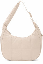 Bolso de Hombro LUI SUI Pequeño Puffer Media Luna Beige Acolchado Hobo