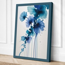 Impresión botánica en lienzo de pétalos azules flotantes arte de pared decoración del hogar listo para colgar