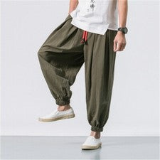 Hombres Sueltos Sueltos Harén Pantalones Pantalones Lino Retro Informal Hippy Moda Ropa Suave