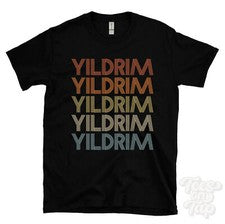 CAMISETA YILDRIM ESTILO RETRO REPETIDO Hombre y Mujer Novedad Genial Nombre Regalo