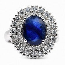 Anillo de topacio azul de 6 gr de oro blanco de 14 k con diamantes naturales con certificación IGI de 3,80 quilates