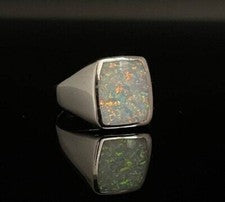 Piedra preciosa de ópalo de fuego natural con anillo de plata de ley 925 para hombre anillo hecho a mano