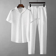(Camisa+Pantalones) Nuevo Verano Hombres Moda Camisa Hombres Negocios Informales Camisas