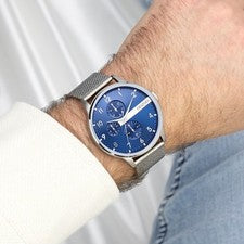 Oozoo Hombre Reloj de Pulsera Relojes Análogo Metal Plata