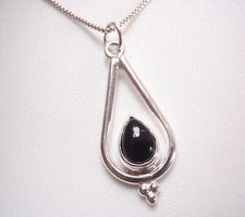 Collar de plata de ley 925 lágrima de ónix negro