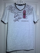Camiseta Exchange USA mediana nueva con etiquetas gris con águila estampado gráfico diseñador top