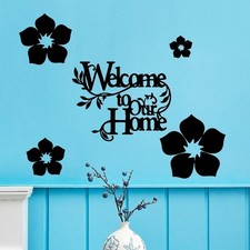 Pegatina de pared decorativa Welcome Home PVC fácil de aplicar quitar 29,5 cm x 22 cm