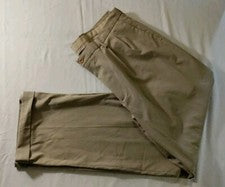 Pantalones de vestir elásticos ligeros con puños plisados marrón Nautica Rigger 36x30 para hombre nuevos sin etiquetas