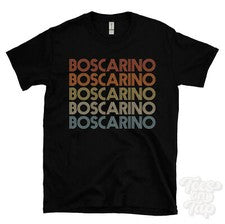 CAMISETA BOSCARINO ESTILO RETRO REPETIDO Hombre y Mujer Novedad Genial Nombre Regalo