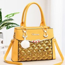 Bolso de hombro bandolera de cuero PU con lentejuelas para mujer