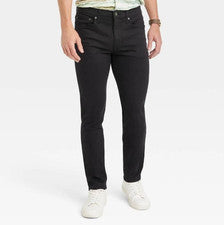 Pantalones de mezclilla Goodfellow & Co para hombre negros tiro medio elegantes calce ajustado pierna ajustada completos