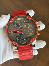 Nuevo Diesel DZ7430 Mr Daddy 2.0 Correa de Silicona Roja Esfera Gris Reloj de Cuarzo para Hombre