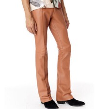 Pantalones genuinos hechos a mano de moda elegantes informales nuevos de cuero de cordero para hombre