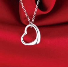 Collar colgante de corazón flotante de plata en cadena de 18" regalo Reino Unido