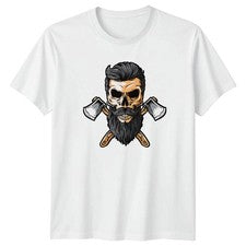 Camiseta de hacha de calavera barbuda resistente para hombre leñador regalo para él