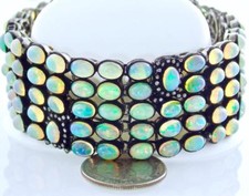 81.18CT Ópalo Gema Pavé Diamante Oro Plata Pulsera MOPTHER'S Regalo Joyería