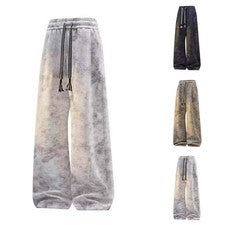 Pantalones Tie Dye Hombres Retro Informales Rectos Calce Suelto Cordón Pantalones EE. UU.