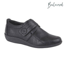Damas Boulevard Extra Anchos EE Zapatos Cierre Táctil Acolchado Inteligente Oficina Trabajo