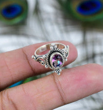 Anillo Topacio Místico Hecho a Mano Plata de Ley 925 Joyería Mujeres Anillo Todas las Tallas SR645