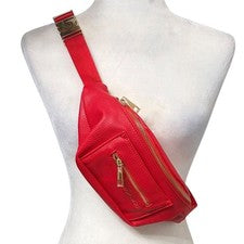 Riñonera para mujer nueva sin etiquetas diseño cervatillo roja imitación cuero guijarros sistema operativo