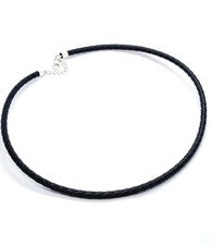 Gargantilla Collar Cuero Trenzado 4mm Cordón con Cierre de Plata 925 Joyería Gótica