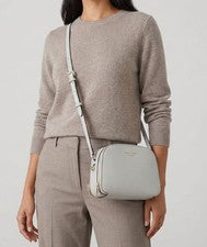 Bolso Bandolera Kate Spade Para Mujer Gris Devin Saffiano Doble Cremallera Cúpula Cuero