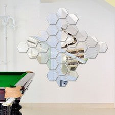 12 pegatinas de pared hexagonales acrílicas con espejo decoración del hogar 8x8 cm