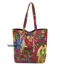 Bolso de mano rosa Frida Kahlo moda de mujer bolso indio bolsos de hombro de mujer