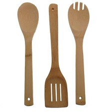 3 piezas cubiertos para ensaladas cuchara de cocina cuchara de madera bambú volteador de sartenes utensilios de cocina