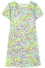 Vestido para mujer - Vestido estampado flamenco púrpura amarillo neón - Grande - Mini vestido