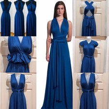 Vestido Transformer Clásico Moda Para Mujer Nuevo con Etiquetas Azul Real Largo Elastizado XL