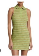 Mujeres S Wild Fable Verde Manzana Rayas Bodycon Polo Vestido Cremallera Frontal Informal Elegante