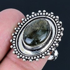 Anillo de joyería de plata esterlina 925 hecho a mano con piedras preciosas d...