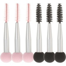 Juego de 6 brochas de esponja de maquillaje de belleza esponja de doble hongo y cepillo para cejas