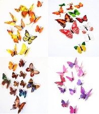12 piezas PIN 3D arte mariposa decoración del hogar colorido hágalo usted mismo red calcomanías cortinas