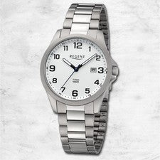 Regent Titanio Reloj de los Hombres Pulsera Cuarzo Plata Titan-Uhren URBA777
